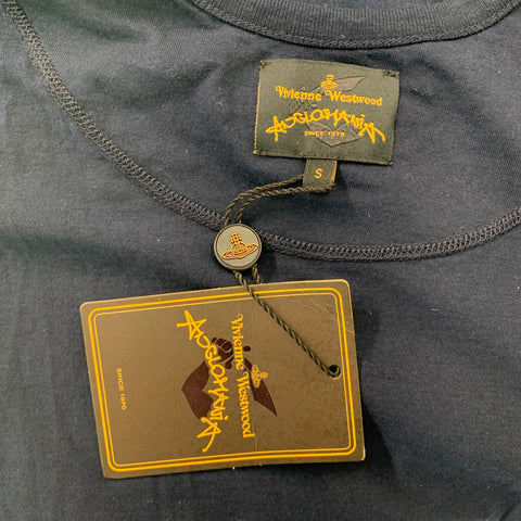 VIVIENNE WESTWOOD ANGLOMANIA Taille S T-shirt brodé en coton à rayures marine et blanc
