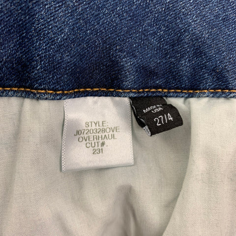 VERONICA BEARD Size 4 Blue Cotton Polyester High Waisted Corset Wide Leg Jeans
