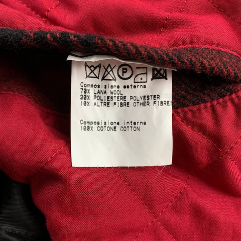 JOHN BARTLETT Uniform Size 40 Red & Black Plaid Wool Blend Zip Up Jacket