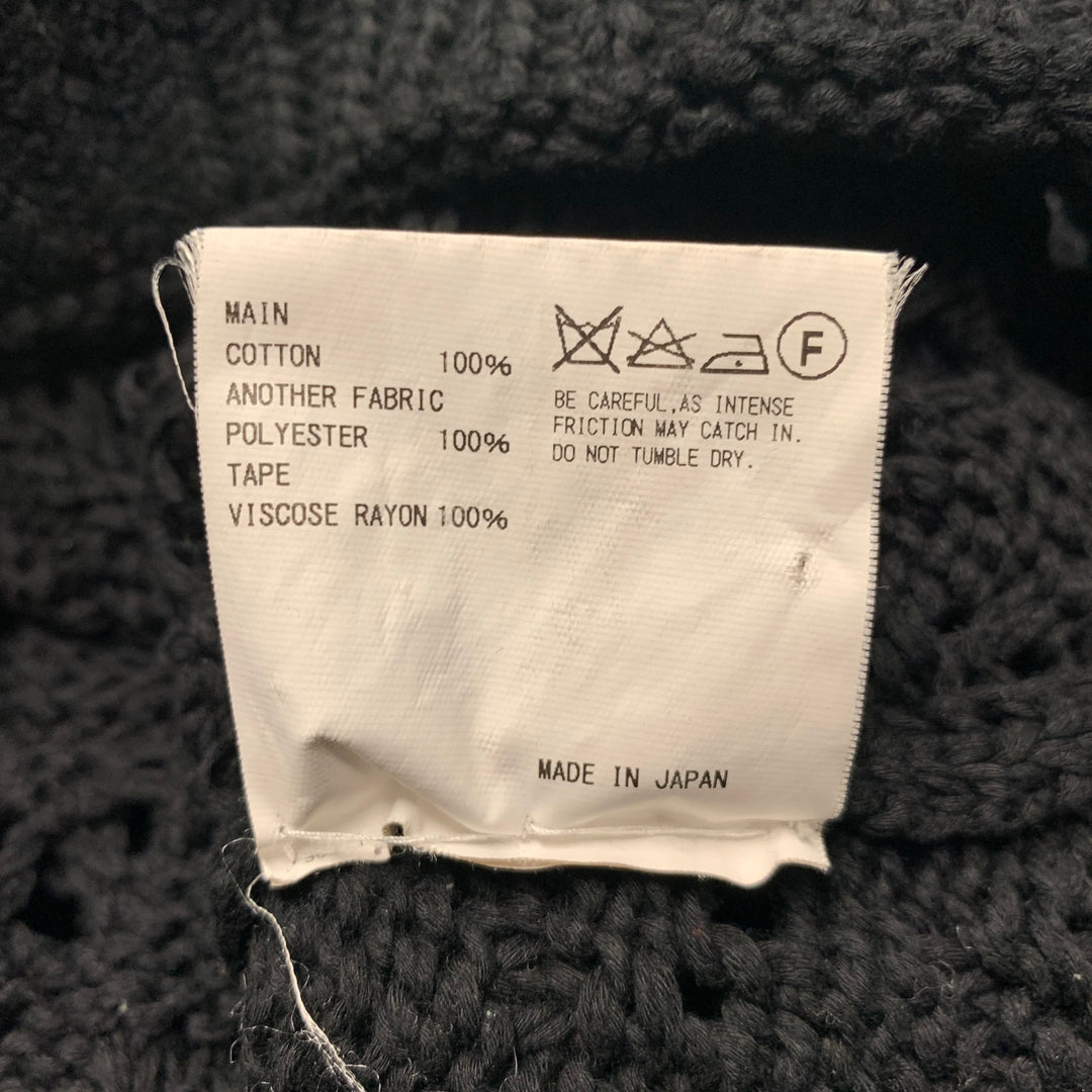 KOLOR Size L Black Cotton Mixed Fabrics V-Neck Casual Top