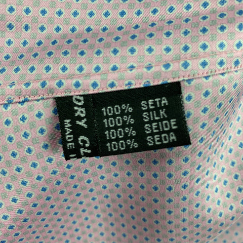 STEFANO RICCI Size XL Lilac Light Blue Dots Silk Long Sleeve Shirt