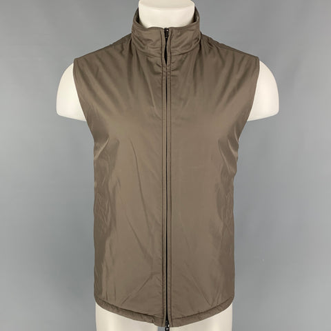 ERMENEGILDO ZEGNA Size 42 Taupe Grey Quilted Wool Silk Reversible Vest