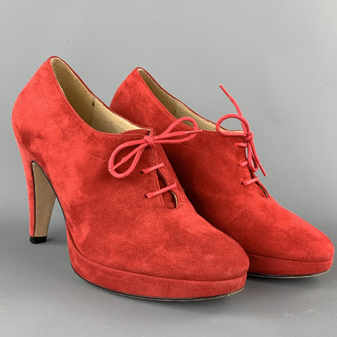 CEREMONIA DE APERTURA Talla 7 Botas tobilleras de ante rojo con plataforma