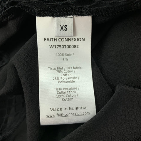 FAITH CONNEXION Taille XS Haut de robe asymétrique en tissus mélangés de soie noire