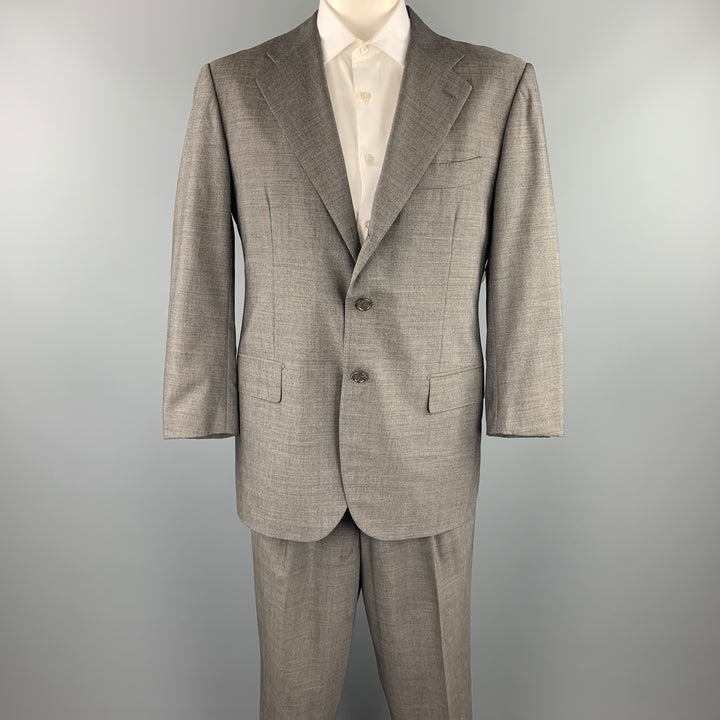 LUCIANO BARBERA Size 44 Regular Gray Heather Wool Notch Lapel Suit