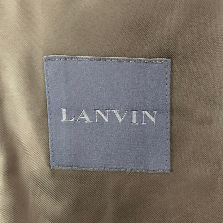 LANVIN Size 42 Black Solid Wool Mohair Peak Lapel Sport Coat