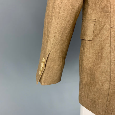 TODD SNYDER Size 38 Regular Tan Linen Notch Lapel Sport Coat