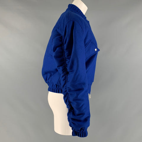 RHUDE Taille S Blouson Bomber Froncé en Laine Polyester Bleu