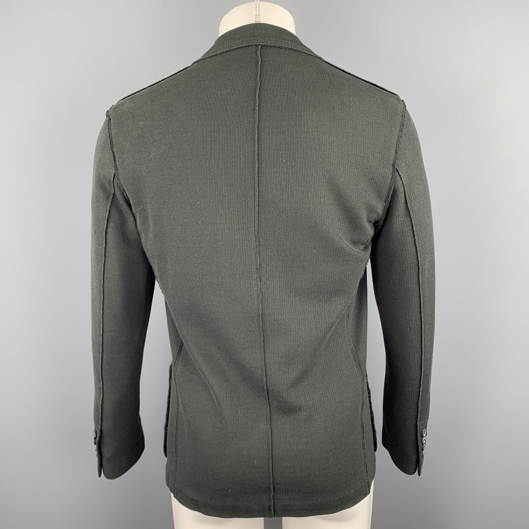 LANVIN Size 38 Charcoal Woven Cotton Notch Lapel Sport Coat
