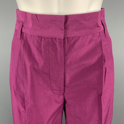 MARC JACOBS Size 0 Purple Cotton Pleated Wide Leg High Waist Dress Pants