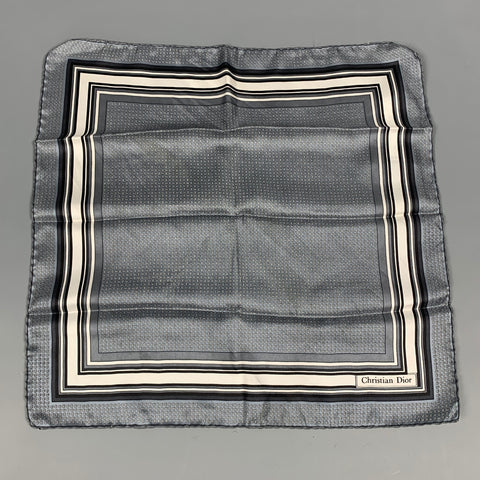 CHRISTIAN DIOR Grey Print Hand Rolled Square Scarf