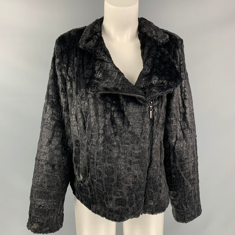 ADRIENNE LANDAU Size M Black Polyester Textured Jacket