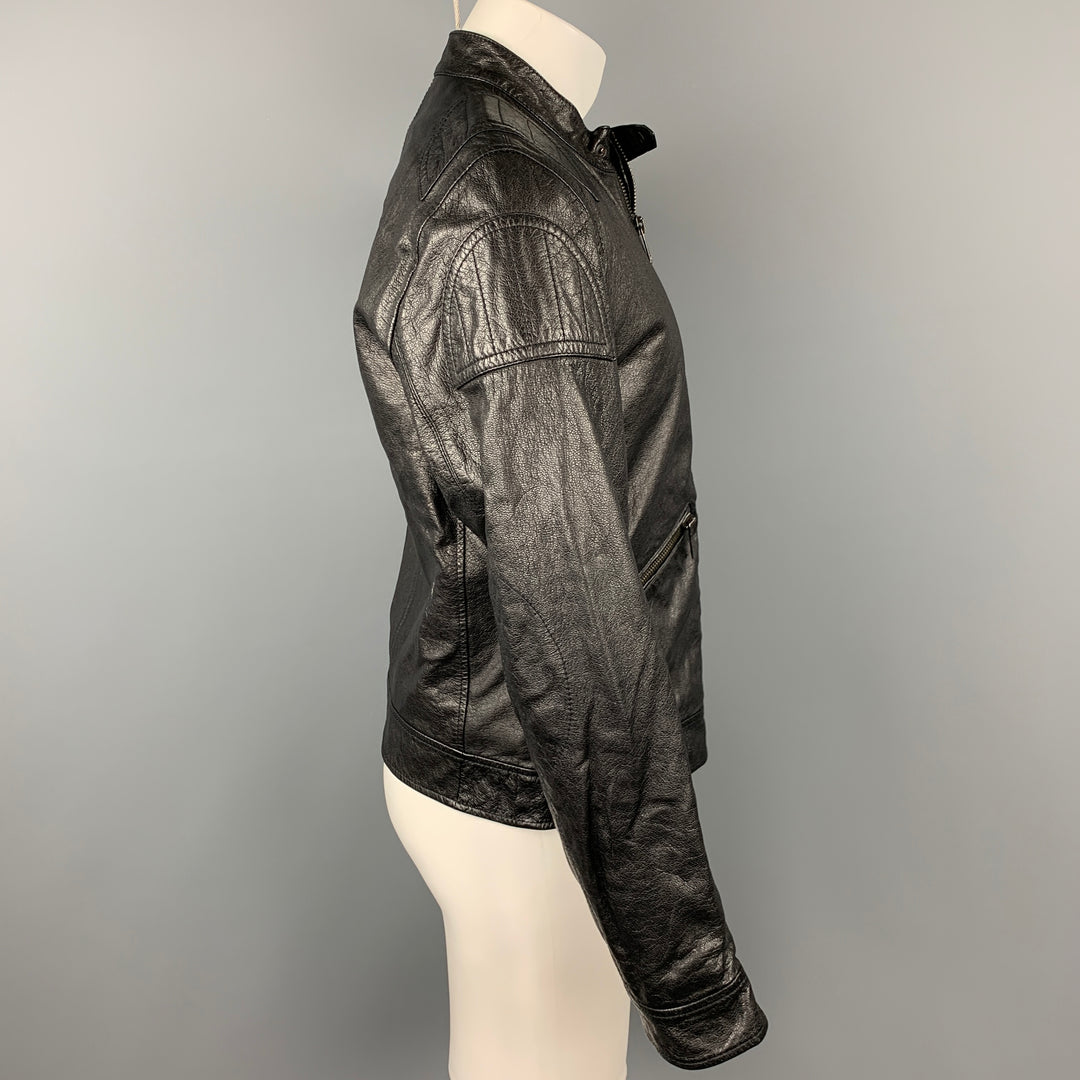 DOLCE & GABBANA Size 40 Black Leather Motorcycle Jacket