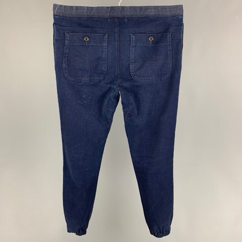 BEAMS Size M Blue Cotton Blend Joggers Casual Pants