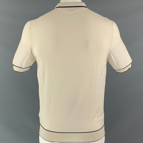 CONNOLLY Size XL Cream Wool Short Sleeve Polo