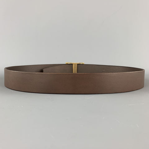 KIKA NY Size 32 Brown Leather Brass Button Stud Buckle CONWAY Belt