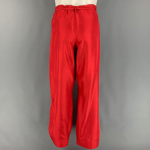 GUCCI by TOM FORD SS 2001 Size 34 Red Silk Drawstring Wide Leg Karate Pants