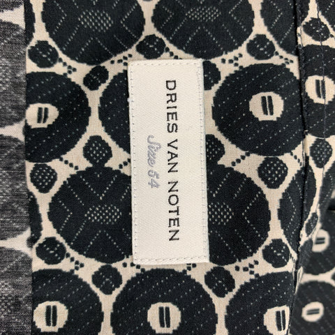 DRIES VAN NOTEN Size XL Black & White Circle Print Cotton Button Up Long Sleeve Shirt