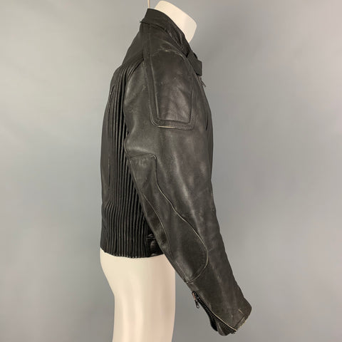 WENDEL Size M Black Leather Motorcycle Jacket