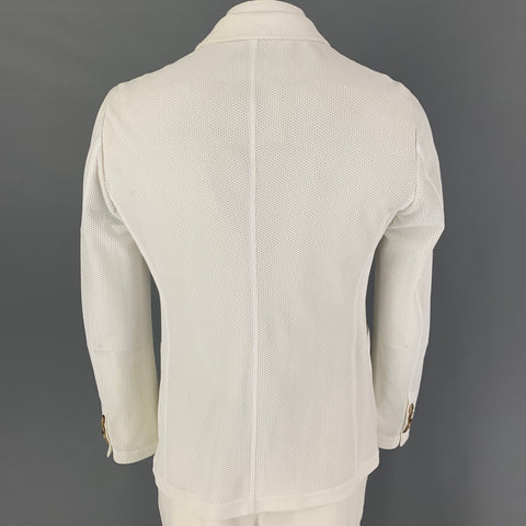 GIORGIO ARMANI Size 42 White Honeycomb Polyamide Sport Coat