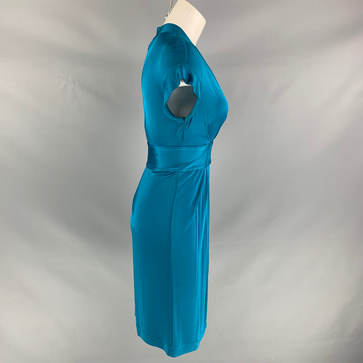 PHILOSOPHY di ALBERTA FERRETTI Size 2 Turquoise Rayon Pleated Dress