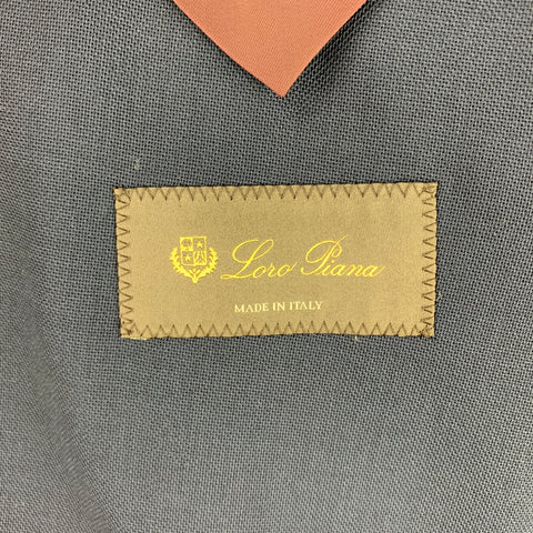LORO PIANA Size 46 Navy Wool Notch Lapel Notch Lapel Suit