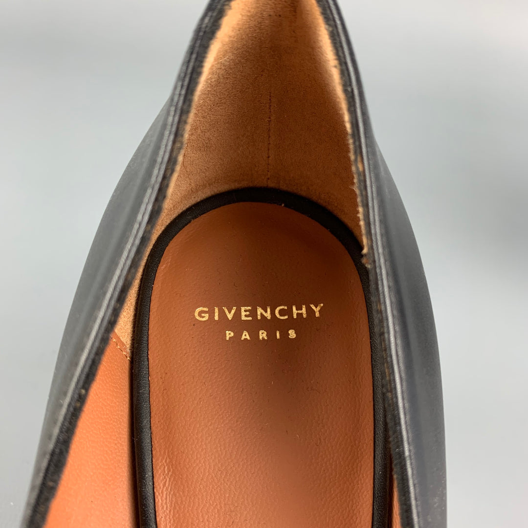 GIVENCHY Size 7.5 Black & Silver Leather Classic Pumps