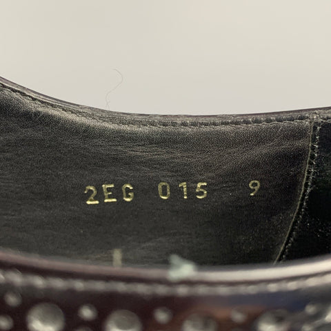 PRADA Size 10 Black Perforated Leather Platform Lace Up Shoes