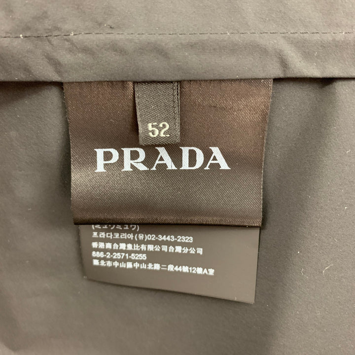 PRADA Size 42 Black Polyester Notch Lapel Suit