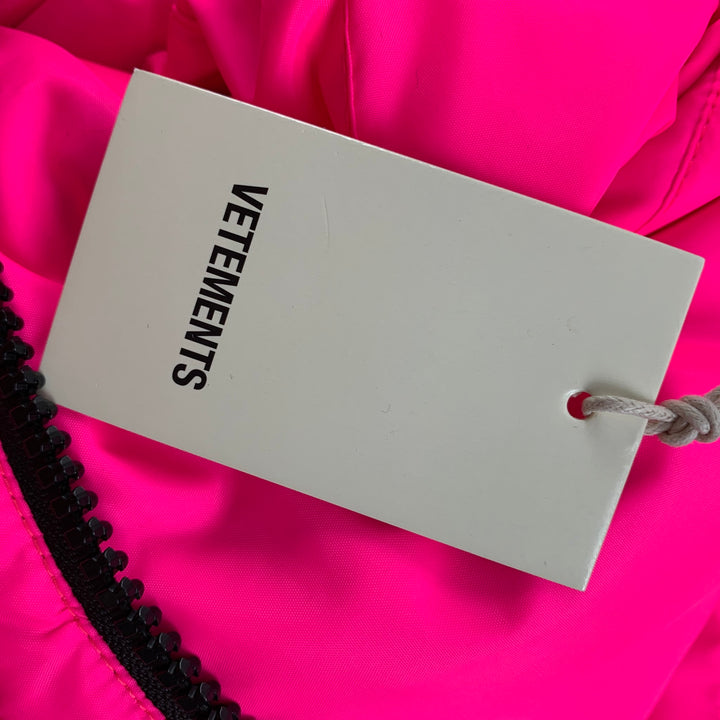 VETEMENTS FW 19 Size XS Flou Pink Quilted Polyester Zip Up Puffer Jacket