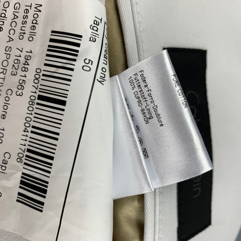 CALVIN KLEIN COLLECTION Size 40 Off White Cotton Notch Lapel Suit