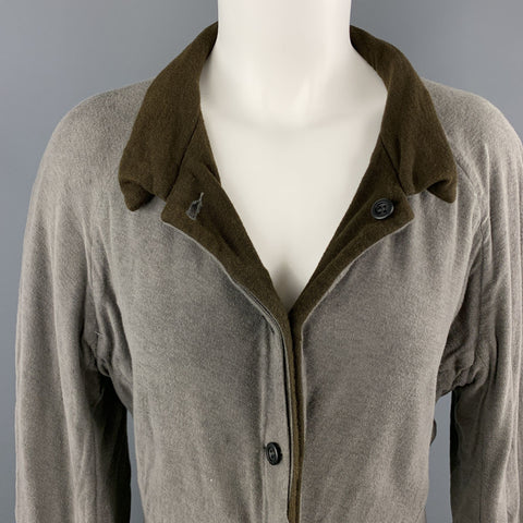 VOLGA VOLGA Size S Olive & Gray Textured Wool / Cotton Jersey Jacket