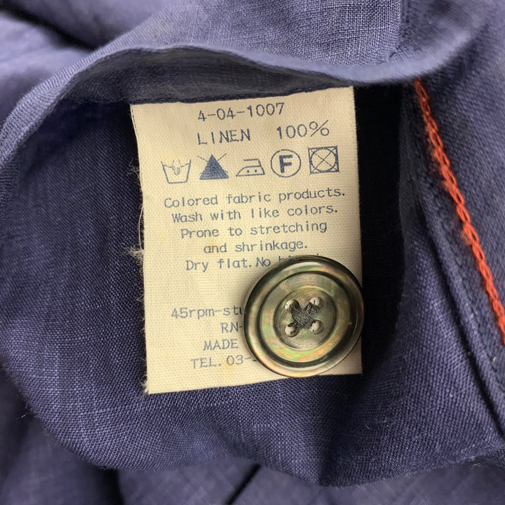 45rpm Size 45 Blue Contrast Stitch Linen Single Breasted Sport Coat