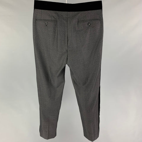 GIORGIO ARMANI Size 32 Charcoal Black Wool Silk Tuxedo Dress Pants