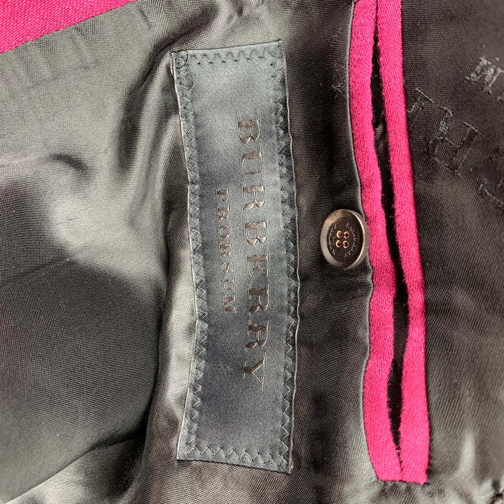 BURBERRY PRORSUM S/S 15 Size 34 Burgundy Linen Notch Lapel Suit