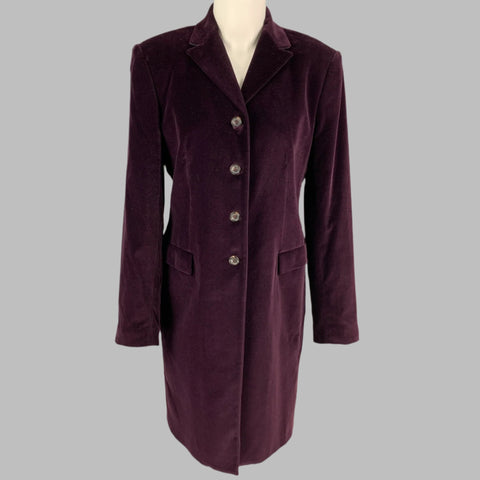PIAZZA SEMPIONE Size 8 Purple Cotton Blend Velvet Coat