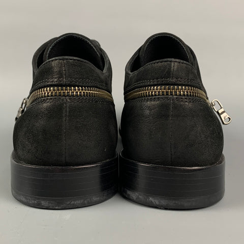 JOHN VARVATOS * USA Taille 11 Chaussures à lacets en cuir antique noir