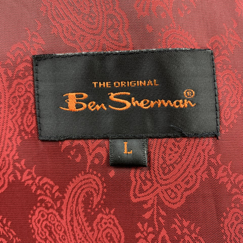 BEN SHERMAN Size L Black Solid Polyester Blend Peak Lapel Sport Coat