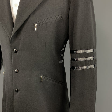Vintage WILLIAM B Size 40 Black Wool Vinyl Stripe 3 Snap Suit