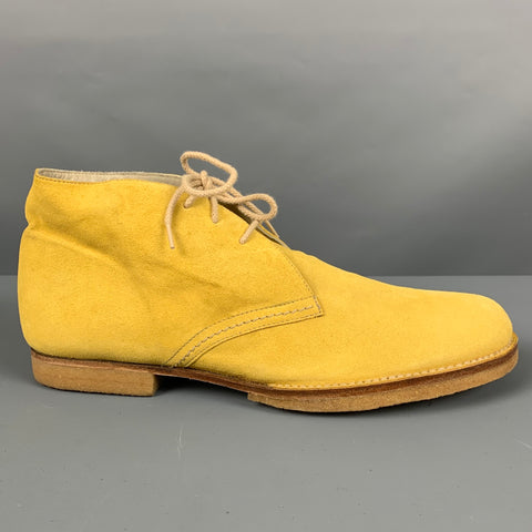 JIL SANDER Size 9 Yellow Suede Ankle Lace Up Shoes