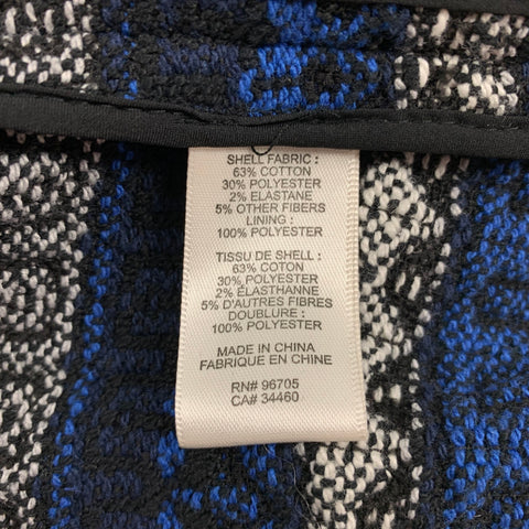 REBECCA TAYLOR Size 0 Blue & Back Tweed Cotton Blend Jacket