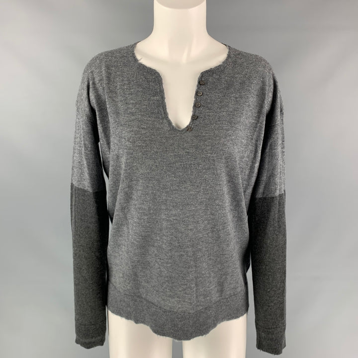 ZADIG & VOLTAIRE Size S Grey & Charcoal Color Block Cashmere Sweater