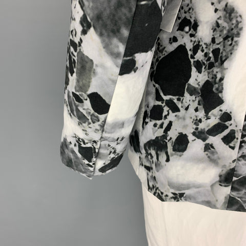 JIL SANDER by RAF SIMONS Fall 2008 Sze 44 Black White Marble Poliammide Notch Lapel Sport Coat
