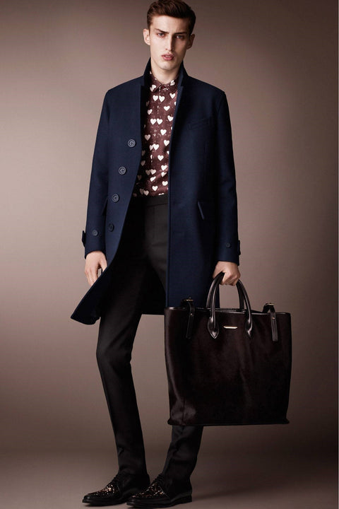 BURBERRY PRORSUM Pré-Automne 2013 Taille 38 Manteau en coton enduit bleu marine