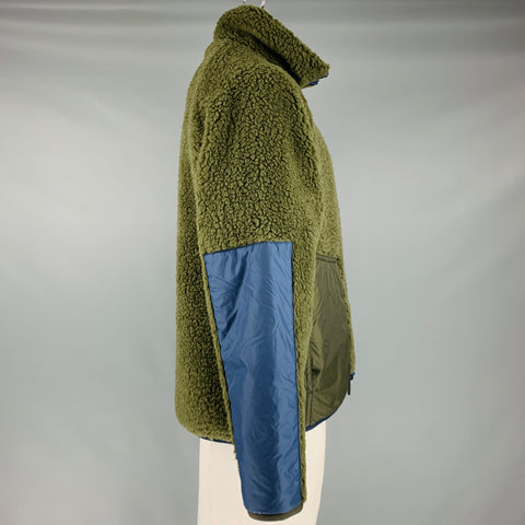 MONCLER GRENOBLE Size XXL Green Navy Fleece Zip Up Jacket