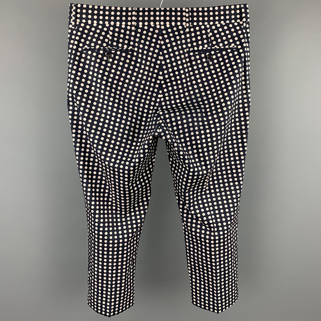 NICK WOOSTER x PAUL SHARK Size 34 Black & White Polka Dot Cropped Casual Pants