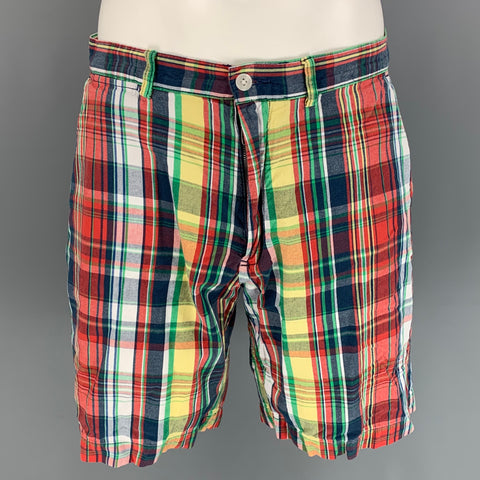 POLO par RALPH LAUREN Taille 33 Short à braguette zippée en coton à carreaux multicolore