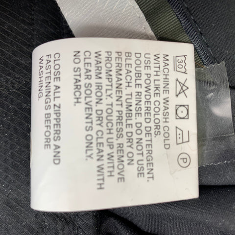 ACRONYM Talla L Pantalones casuales negros de poliéster liso con bragueta y cremallera