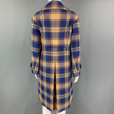 RAG & BONE Size XS Blue Tan Cotton Polyester Double Breasted Coat