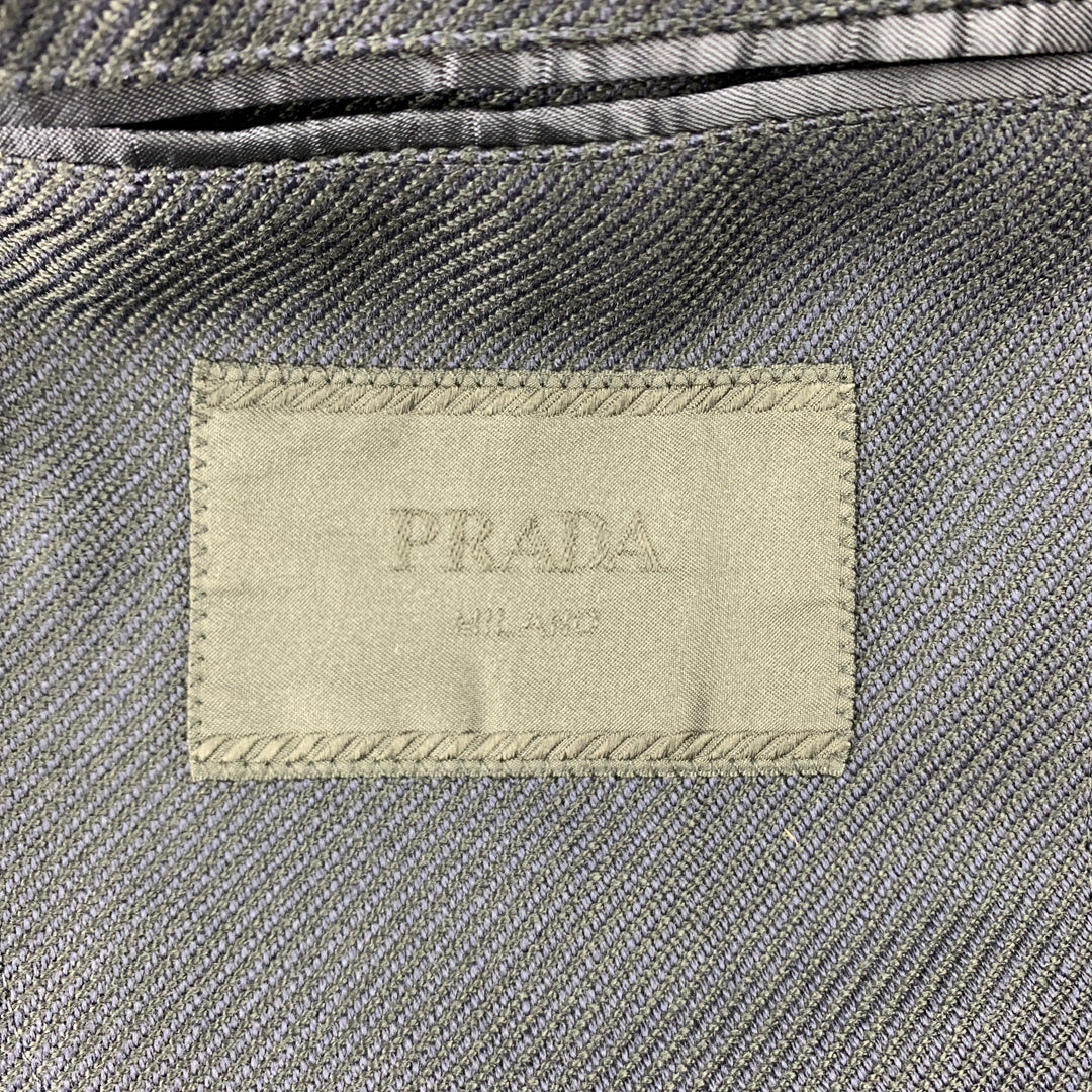 PRADA Size 38 Navy Textured Wool Notch Lapel Sport Coat